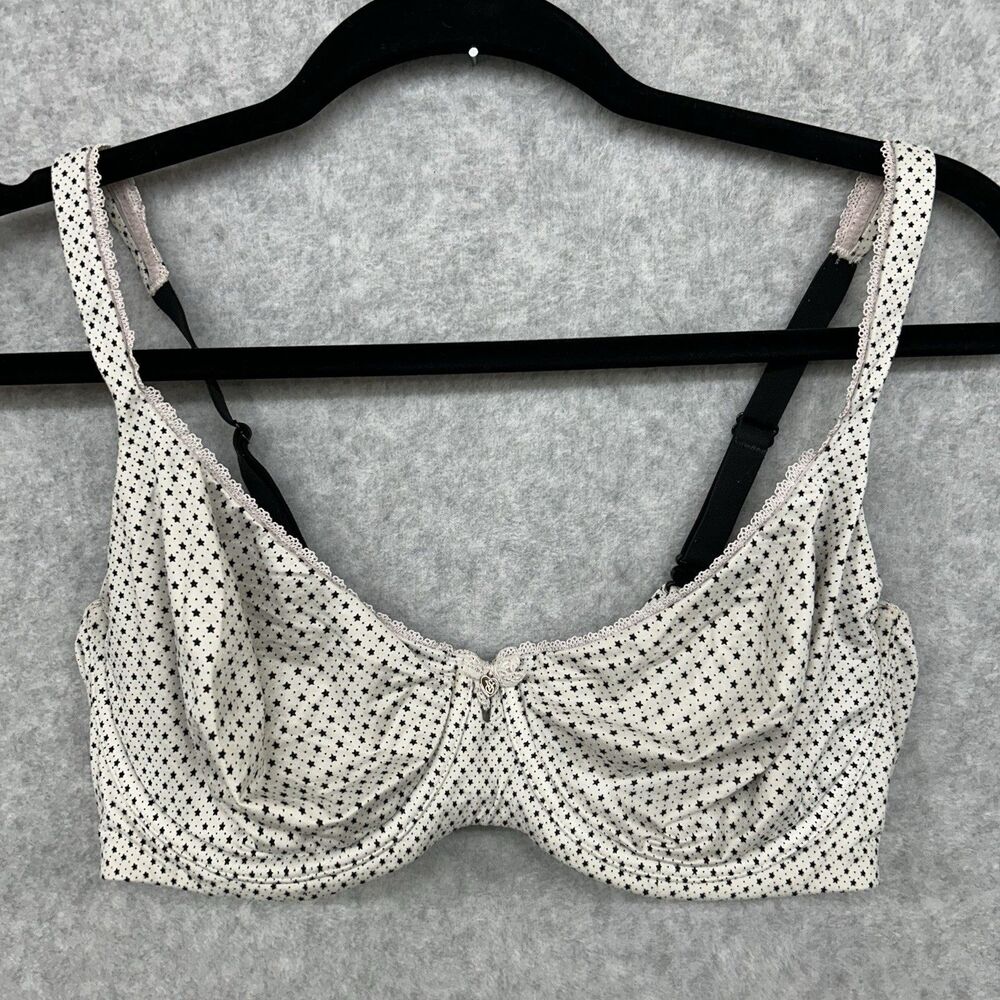 Victoria’s Secret Body by Victoria Unlined Demi Bra 34DD White Black Star Print